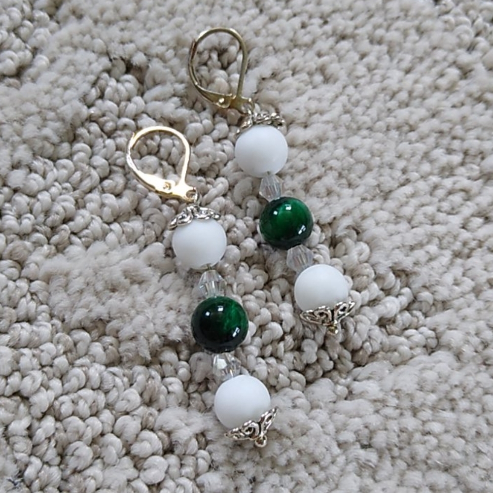 Handmade Gemstone Earrings Green Tiger's Eye